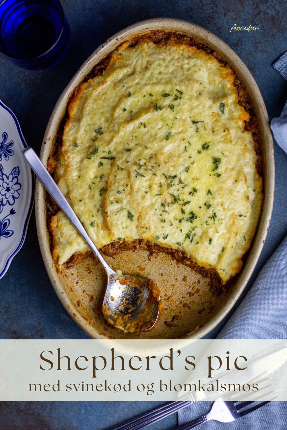 Shepherds pie med svinekød og blomkålsmos